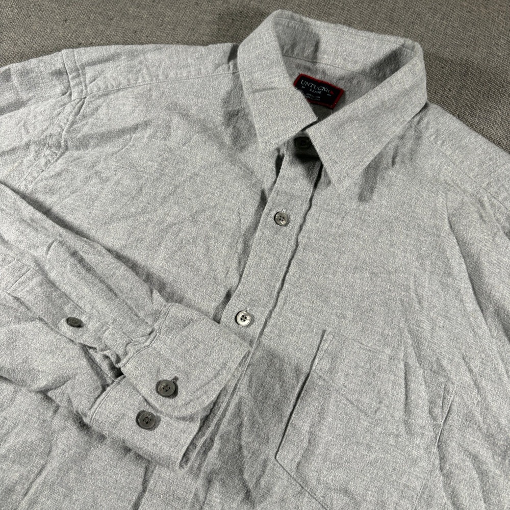 UNTUCKit Sherwood Button Down Mens Large Grey Flannel Regular Fit 35722
